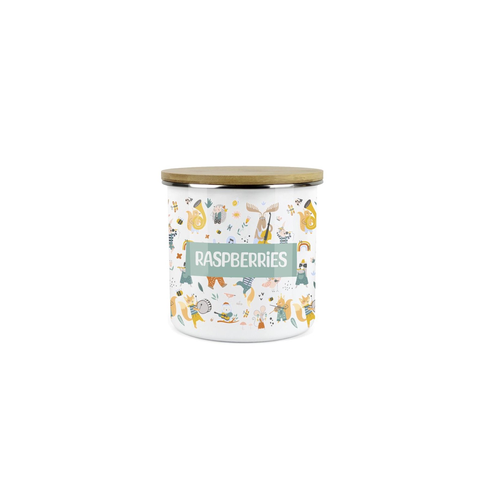Kids Mini Snack Pot - Raspberries Lunchtime Musical Animals Storage Canister