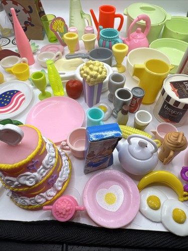 Barbie Doll ACCESSORIES Kitchen Food Barbie Lot GROCERY PANS POTS ABOUT 70 PCs - Picture 3 of 10