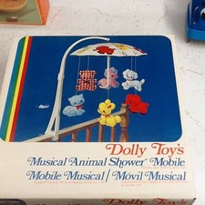 Vintage Musical Animal Shower Mobile by Dolly Toys Complete and Works Nursery