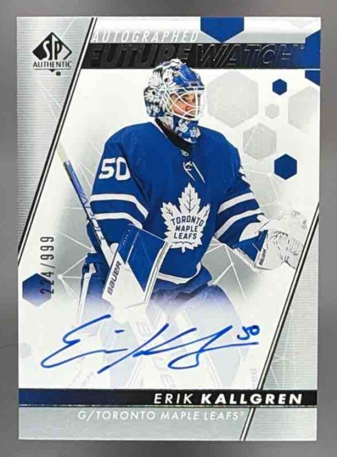 2022 SP Authentic Erik Kallgren /999 #129 Auto RC Future Watch Maple Leafs
