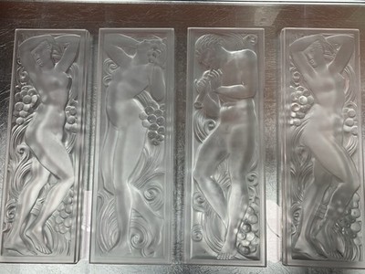 Lalique Panels Orient Express  Nude Crystal Panels 4 Pieces