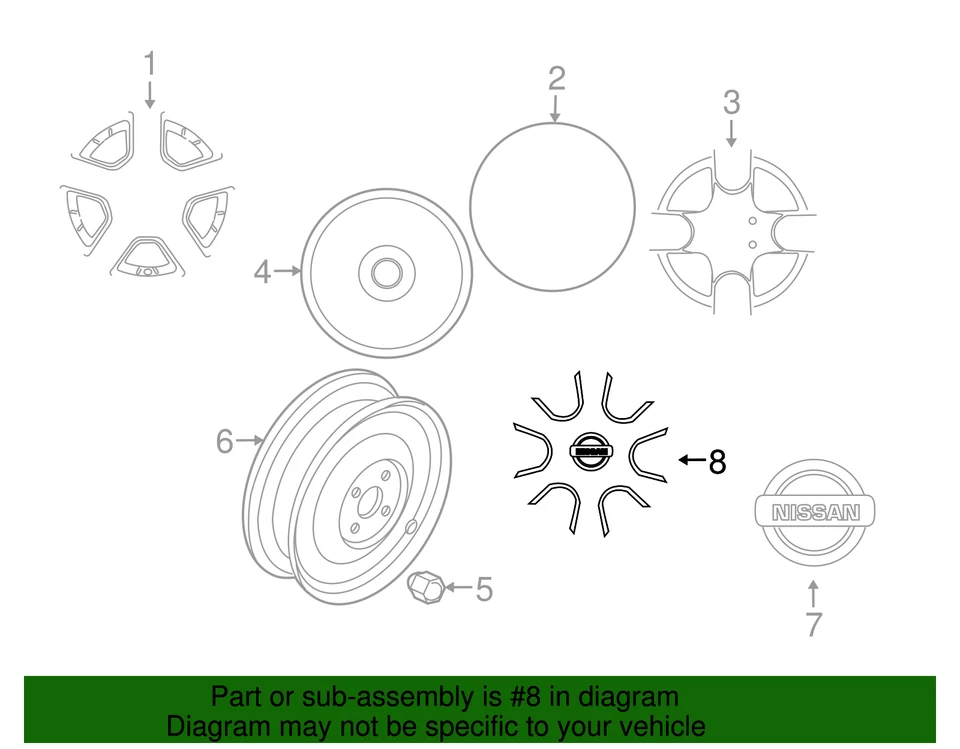 Nissan Frontier 2005-2017 genuino - Cubierta de rueda 40315-EA00A Foto 3 de 3