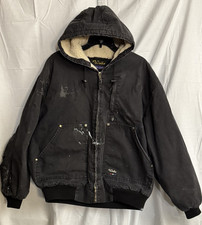 Walls Zero-Zone Hooded Work Jacket Mens 2XL Black Sherpa Lined Duck Canvas A159
