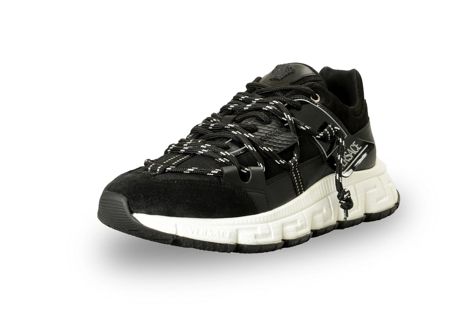 Versace — Versace Men's Black Suede & Leather Black Medusa Head Sneakers Shoes US 13 IT 46