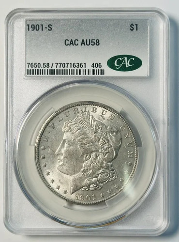 1901 S Morgan Silver Dollar CACG AU 58 CAC