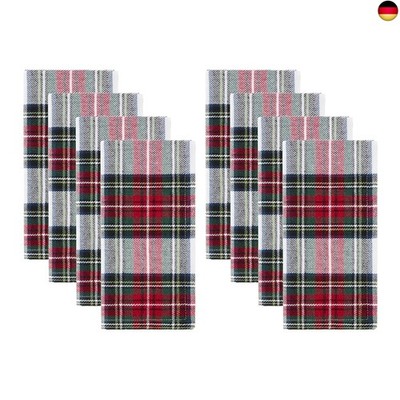Elrene Home Fashions Klassische Weihnachtsservietten, kariert, Baumwolle,
