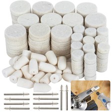 145Pcs Wool Felt Polishing Pad 1/8" Shank For Wheels Kit For Dremel Rotary Tools