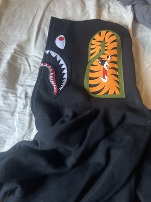 Bape A Bathing Ape Shark  Pull Over Fleece Hoodie Black