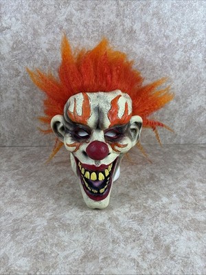 PMG Adult Halloween Clown Mask Horror Orange Hair Flame Eyes Scary Latex 2009
