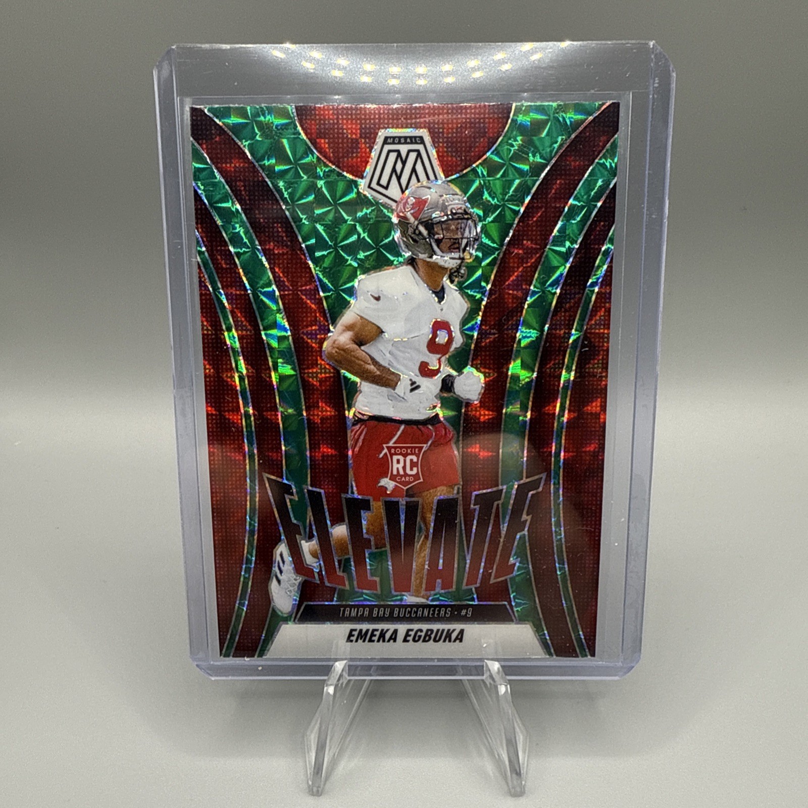 2025 Panini Mosaic - Elevate Emeka Egbuka #2 Red Mosaic Prizm (RC)