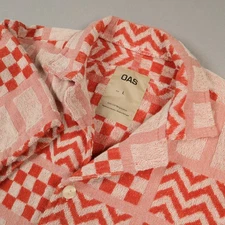 OAS Miximize Cuba Terry Cloth Shirt Men's Large Cotton Short Sleeve Camp Collar