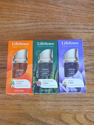 Lot Of 3 Lifelines Essential Oil Blends - Calm 0.25 Fl Oz (7.5mL)