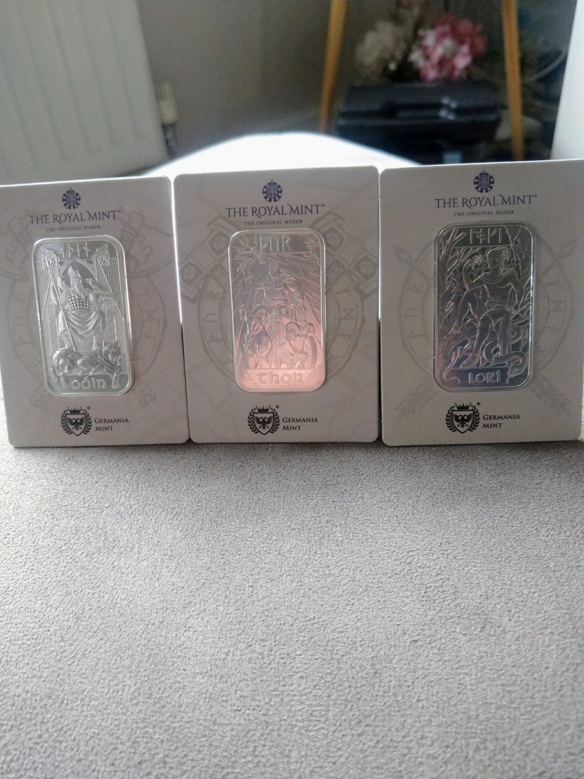 The Royal Mint Norse Gods Full Set-  1 Oz 999.9 Fine Silver Bullion Bars (New)