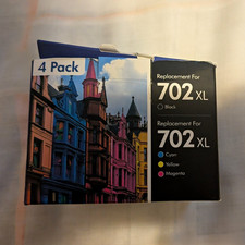 Compatible Replacement Ink Cartridges for Epson 702XL, 4 Pack Remanufact