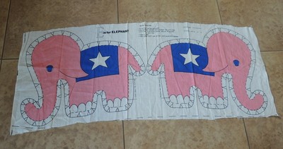 E is for Elephant cut and sew panel from Manes fabric pink Elephant star RARE
