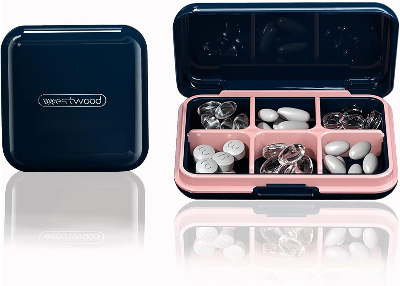 4 Compartment Bule Small Pill Box + 6 Compartment Bule Large Pill Box