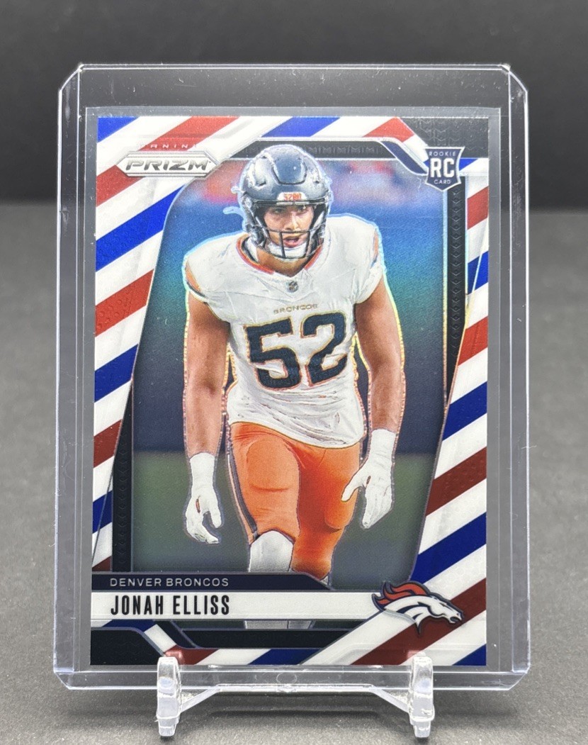 2024 PANINI PRIZM NFL #356 Jonah Elliss Denver Broncos RC Red White Blue Prizm
