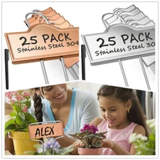 25pcs Metal Plant Labels Garden Markers Nursery Seedling Tags Rose Vegetables US