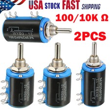 2PC 100/10K OHM 2W Multi Turn Wirewound Pot Precision Linear Potentiometers USA