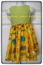 Animal dress, toddler zoo outfit,  party, birthday, farm, green, 2/3, yellow