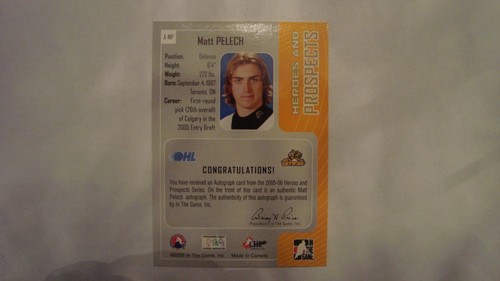 2005 06 IN THE GAME HEROES AND PROSPECTS A-RP RYAN PARENT AUTOGRAPH - Picture 4 of 10