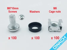 100 pack- M6 Cage nuts & Screws for server rack shelf cabinet, High Quality