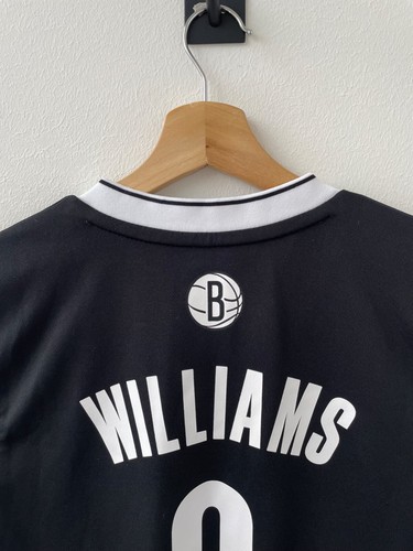 NBA BROOKLYN NETS BASKETBALL SHIRT JERSEY CAMISETA ADIDAS WILLIAMS BLACK size XS - Picture 9 of 12