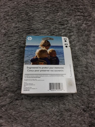 HP 63 (T0A53AN) Black Ink Cartridge - 2 Pack Exp APR 2022 Brand New Sealed - Afbeelding 5 van 8