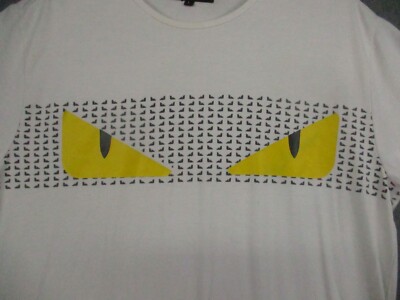 Fendi Monster Cat Eye Shirt Large Logo Shirt Sleeve White | eBay