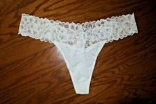 XL   WHITE BRIDE    Victoria's Secret THONG COTTON LACE   Undearwear    NWT WEDDING