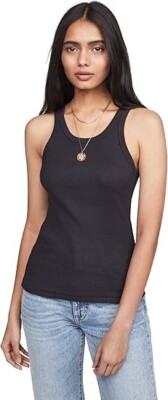 Women's Long Rib Push Up Tank Black /New/ Size Small