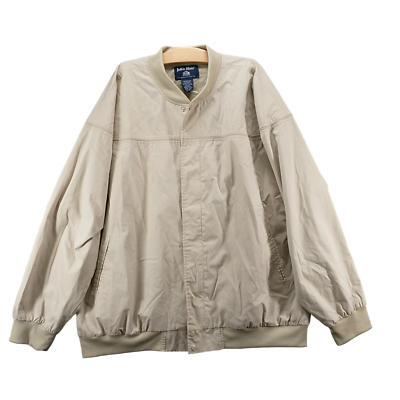 John Blair Men's Full Zip Bomber Jacket Tan 3XLT Long Sleeve Solid