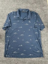 Travis Mathew Mountain Summer Boating Print Polo Shirt Mens XXL Blue M LOGO