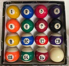 CLEANED & POLISHED TRADITIONAL “DELUXE” SERIES POOL BALLS (IN GENERIC BOX) (2)