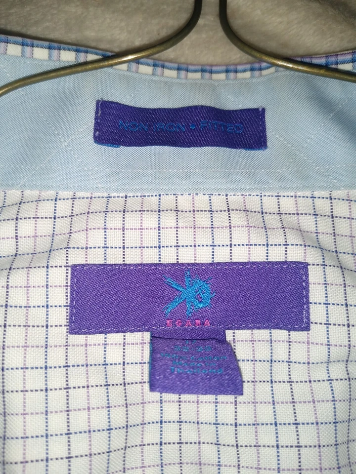 Рубашка Egara клетчатая с длинным рукавом с воротником на пуговицах приталенная мужская размер 17 32-33 - Изображение 3 из 4