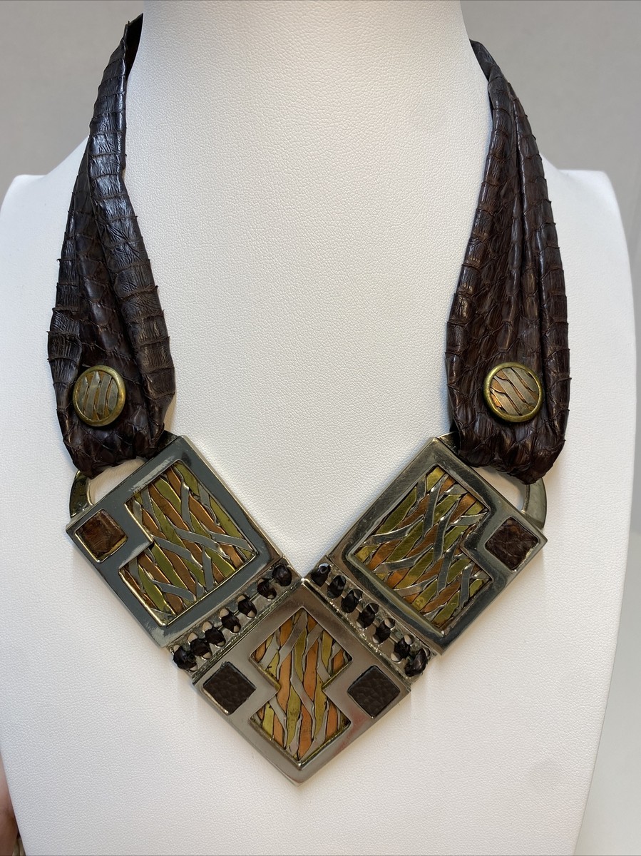 Vintage WILMA SPAGLI Italy Designer Mixed Metal and Leather