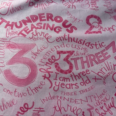 Fabric  I Am Three Years Old  Westminster Quilt Qual Cotton Pink 1yd 36  X 44 