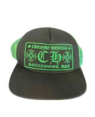 Lightly Used Chrome Hearts CH Hollywood Trucker Hat Black/Green Size OS 524641