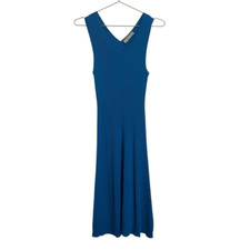 Everlane The Ribbed Knit Midi Dress Blue Sleeveless Small