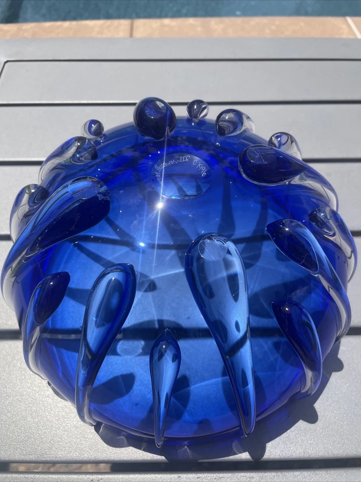 Stunning Very Large 9" Art Glass Bowl by Thomas Buechner III - signed/1996 - Image 3 of 4