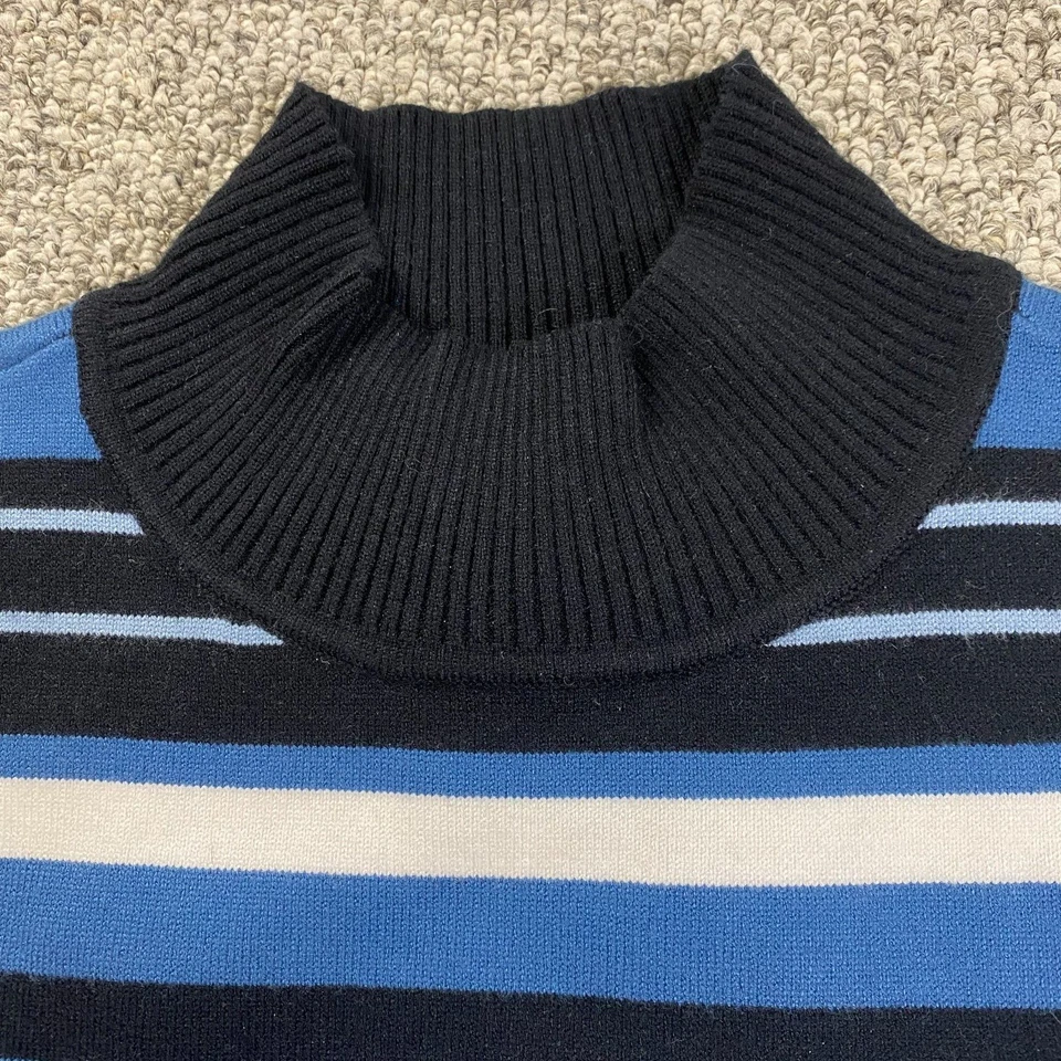Suéter Preswick & Moore Mujer Grande Azul Rayas Cuello Simulado Borlas Pullover Foto 4 de 4