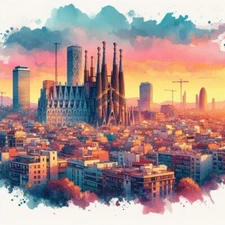 Digital image picture photo wallpaper background skyline Barcellona 277