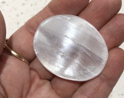 One White Selenite Worry / Comfort Stone!