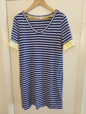 Boden Blue Striped Yellow Imogen Jersey Summer T Shirt Dress size 4P Womens