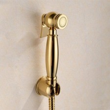 Gold PVD brass Hand held bidet shattaf kit sprayer douche set with hose Bracket