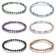 Edelstein-Armband - Würfel facettiert 4mm - Perlenarmband -viele Sorten & Farben