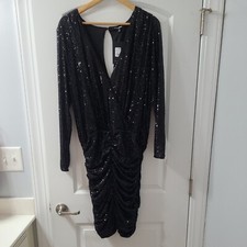 Fashionnova Stole the Show Women's Size 1X Black Formal Sequin Mini Dress