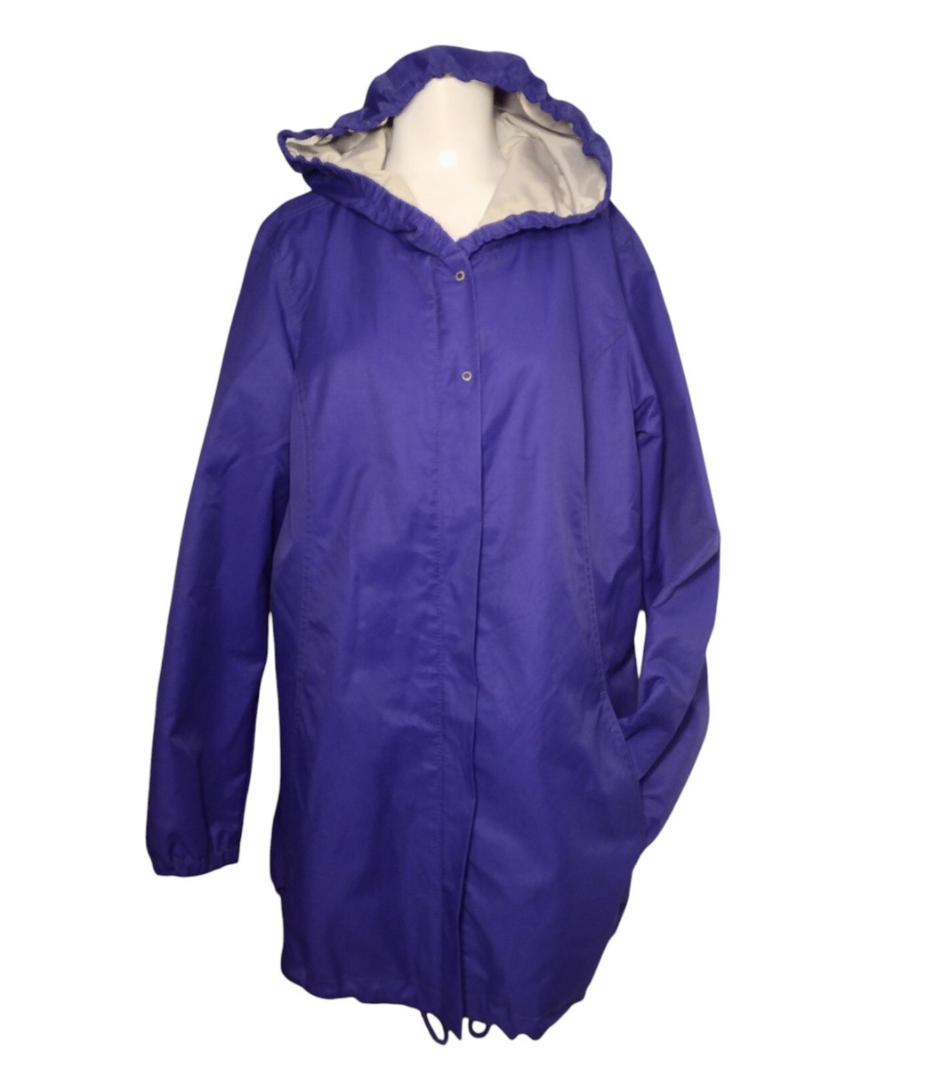 Eddie Bauer Women's Hooded Raincoat Size L Purple Full Zip Lined
