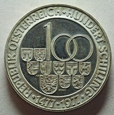 100 Schilling Proof Tyrol 1977 Austria