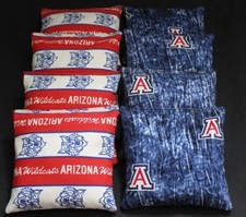 8 CORNHOLE BEAN BAGS made w ARIZONA WILDCATS fabric BAGGO TOSS GAME Top Quality